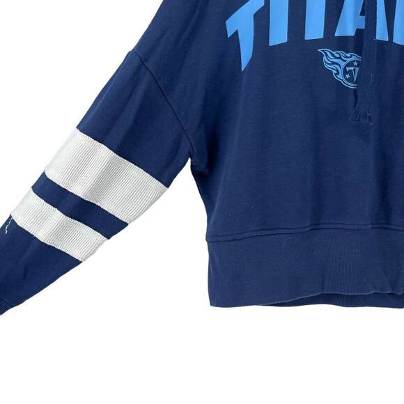 Junk Food Tennessee Titans Hoodie Blue Womens Size M Cropped Balloon Sleeve Top - Picture 5 of 9
